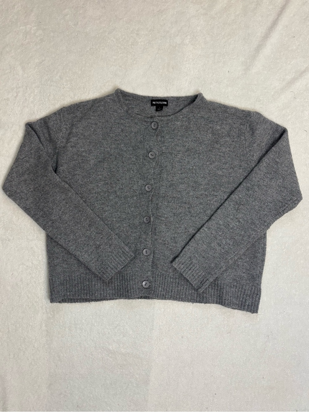 Petite Studio Gray Button-Front Knit Cardigan